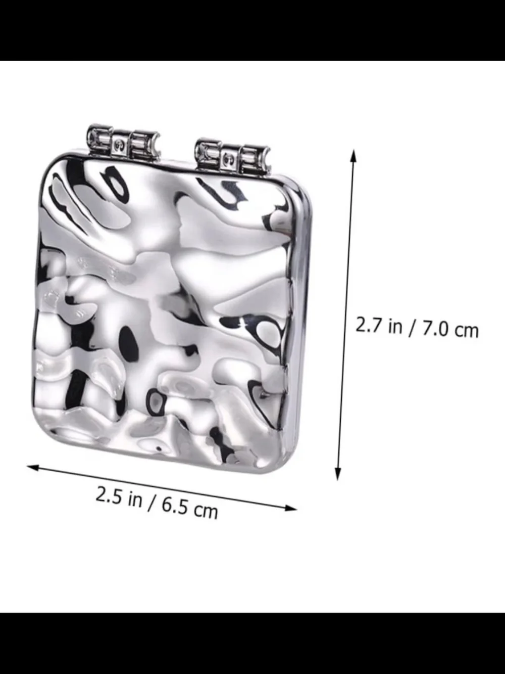 Electroplated Foldable Compact Mirror in Silver BNIB